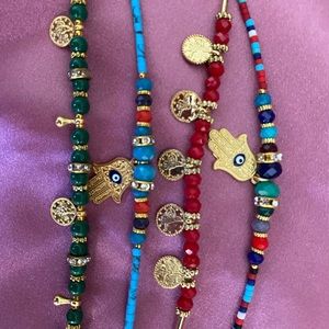 Beaded Bracelets Decorative Hamsa,Evil eye,coins